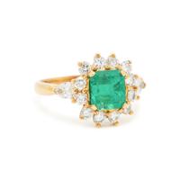 YELLOW GOLD, EMERALD AND DIAMOND RING