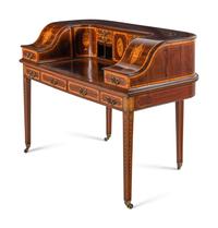 An Edwardian Mahogany and Marquetry Carlton House Desk