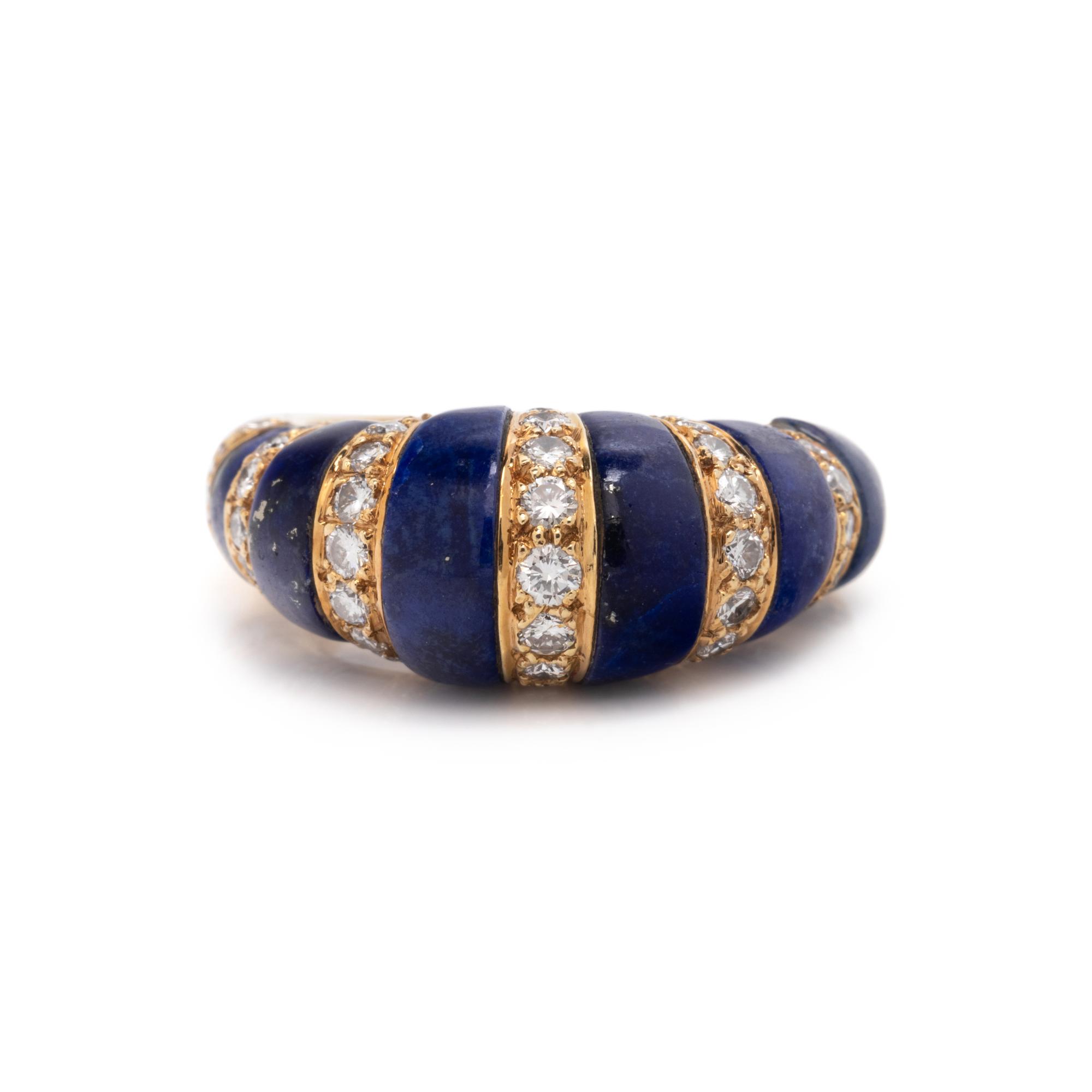 YELLOW GOLD, LAPIS LAZULI, AND DIAMOND RING