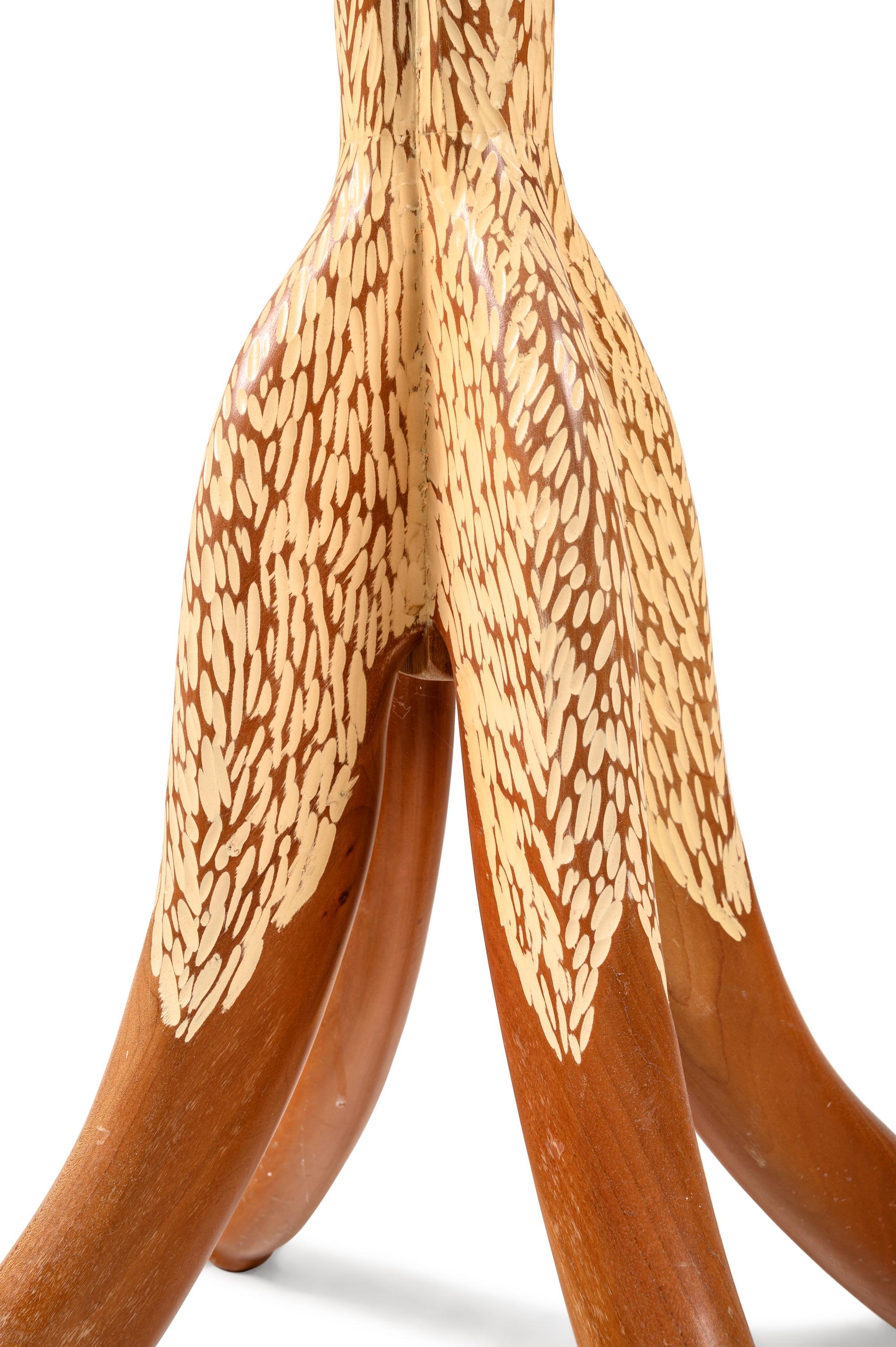 A Modern Carved and Painted Maple and Cherrywood Hat Stand