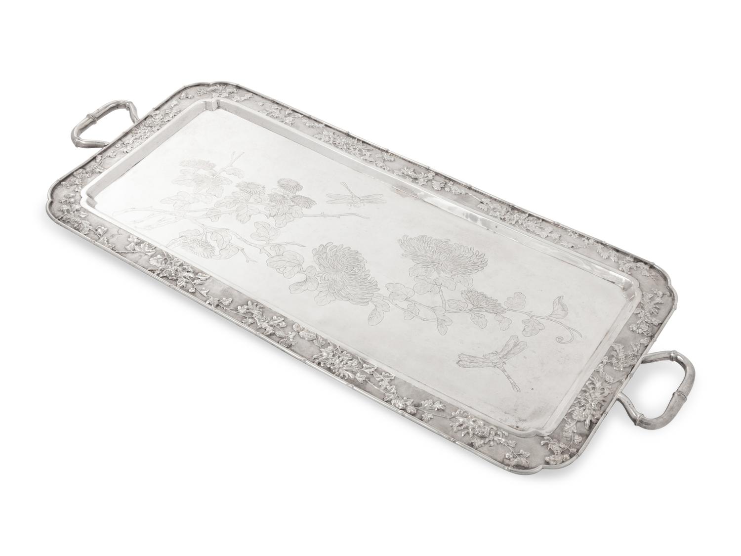 A Chinese Export Silver Serving Tray