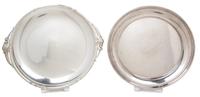 Two American Silver Circular Trays, Various Makers, one by J. Wagner & Son, New York, NY of Danish design, the other of plain design, n