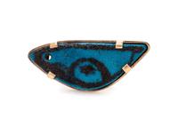 A 14 Karat Yellow Gold and Possibly Ancient Faience Painted Eye of Ra, Egyptian,