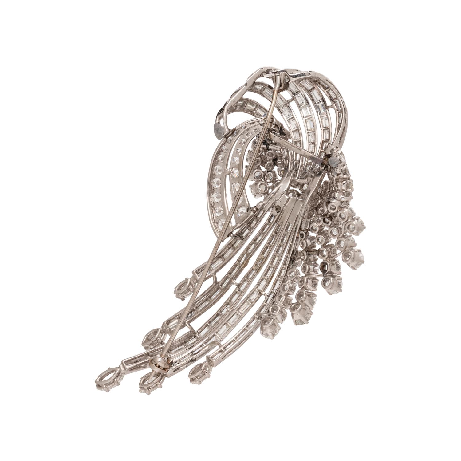 DIAMOND AND PLATINUM SPRAY BROOCH