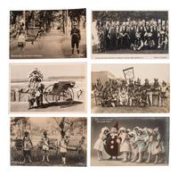 [EARLY PHOTOGRAPHY]. A group of 56 real photo postcards of performers and curious scenes and subjects from the United States and abroad, including: