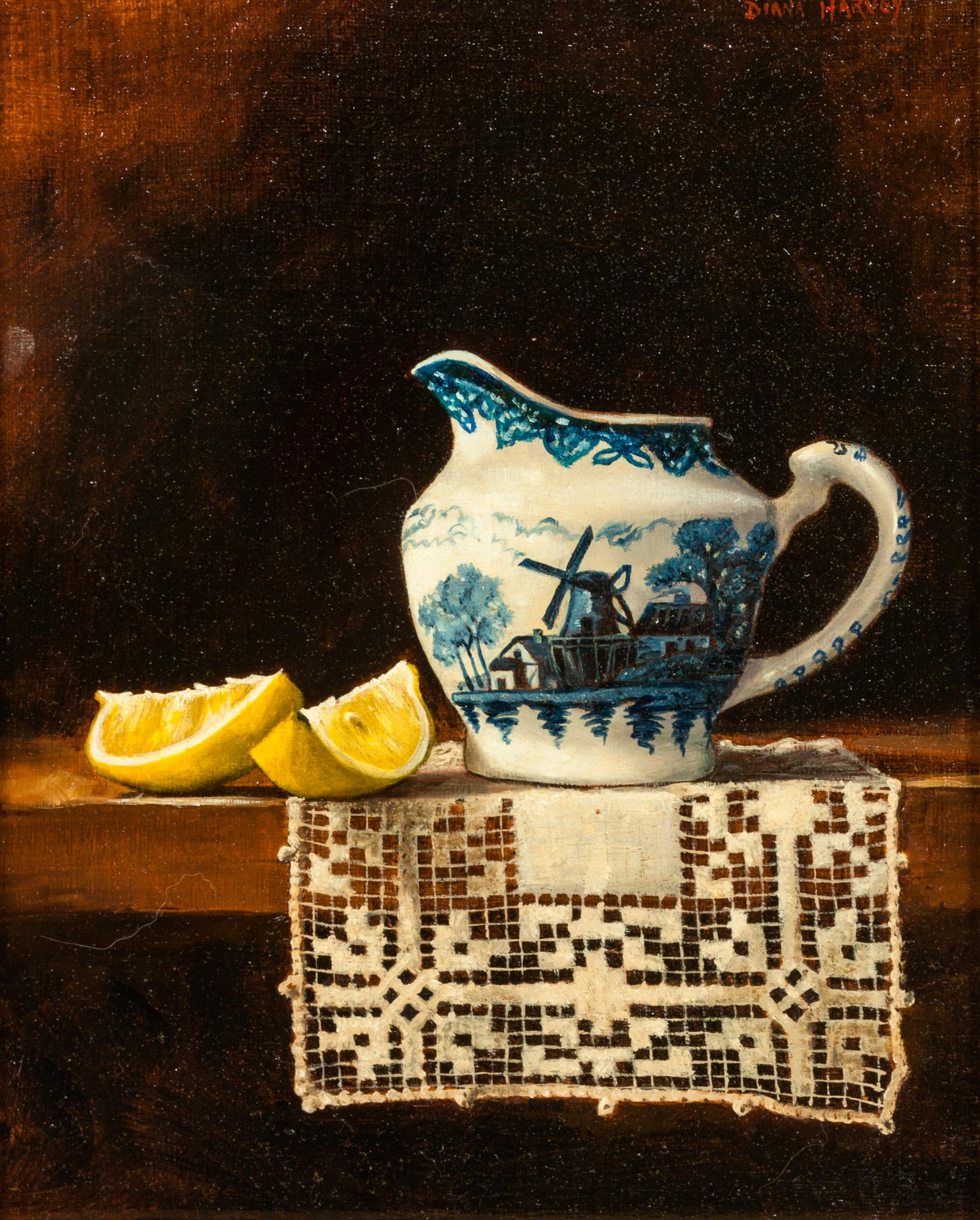 Diana Harvey, (20th century), Still Life with Porcelain Pitchers and Fruit (two works)