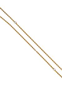 YELLOW GOLD AND CULTURED PEARL FOB CHAIN NECKLACE