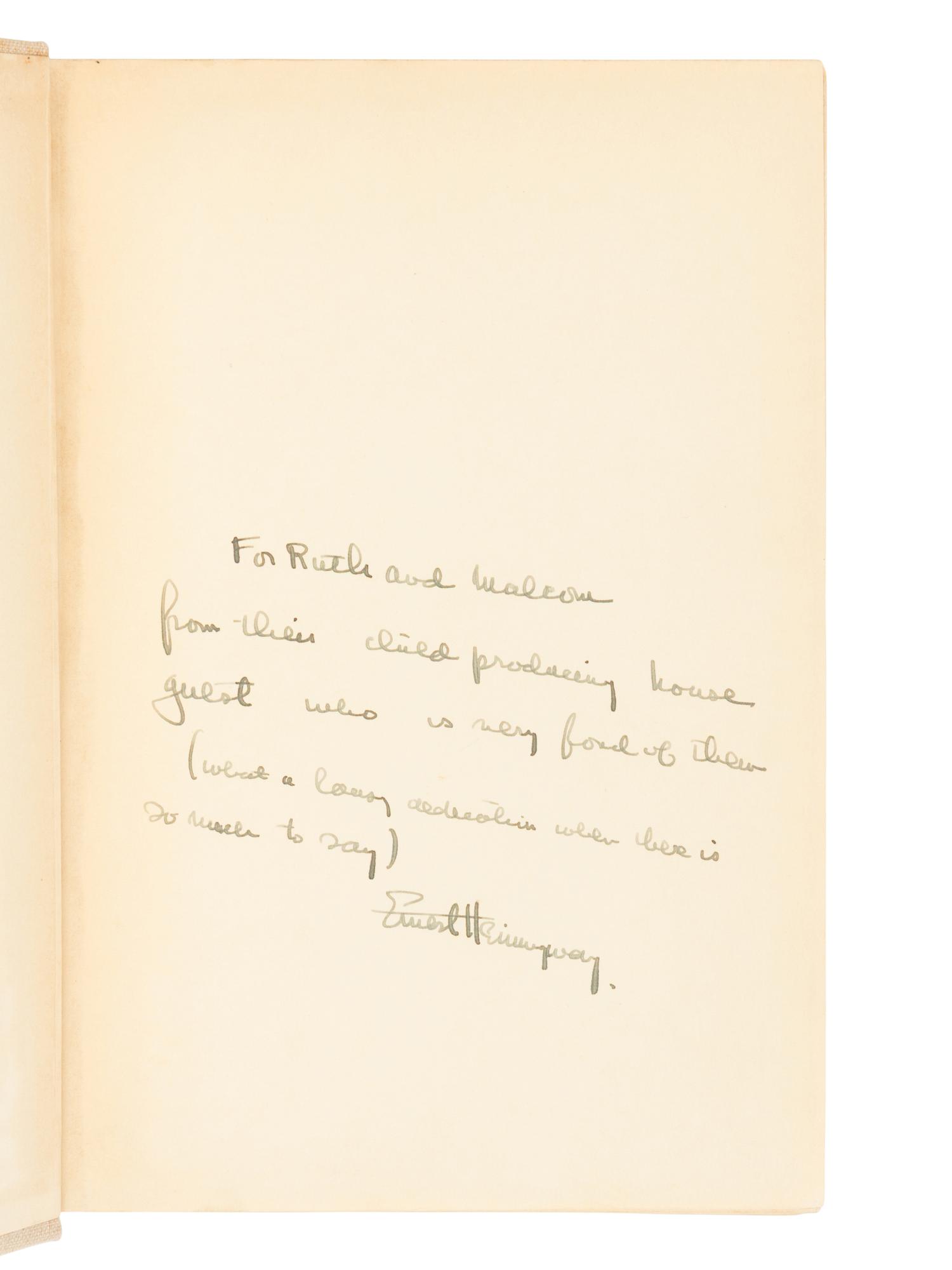HEMINGWAY, Ernest (1899-1961). For Whom the Bell Tolls. New York: Charles Scribner's Sons, 1940.