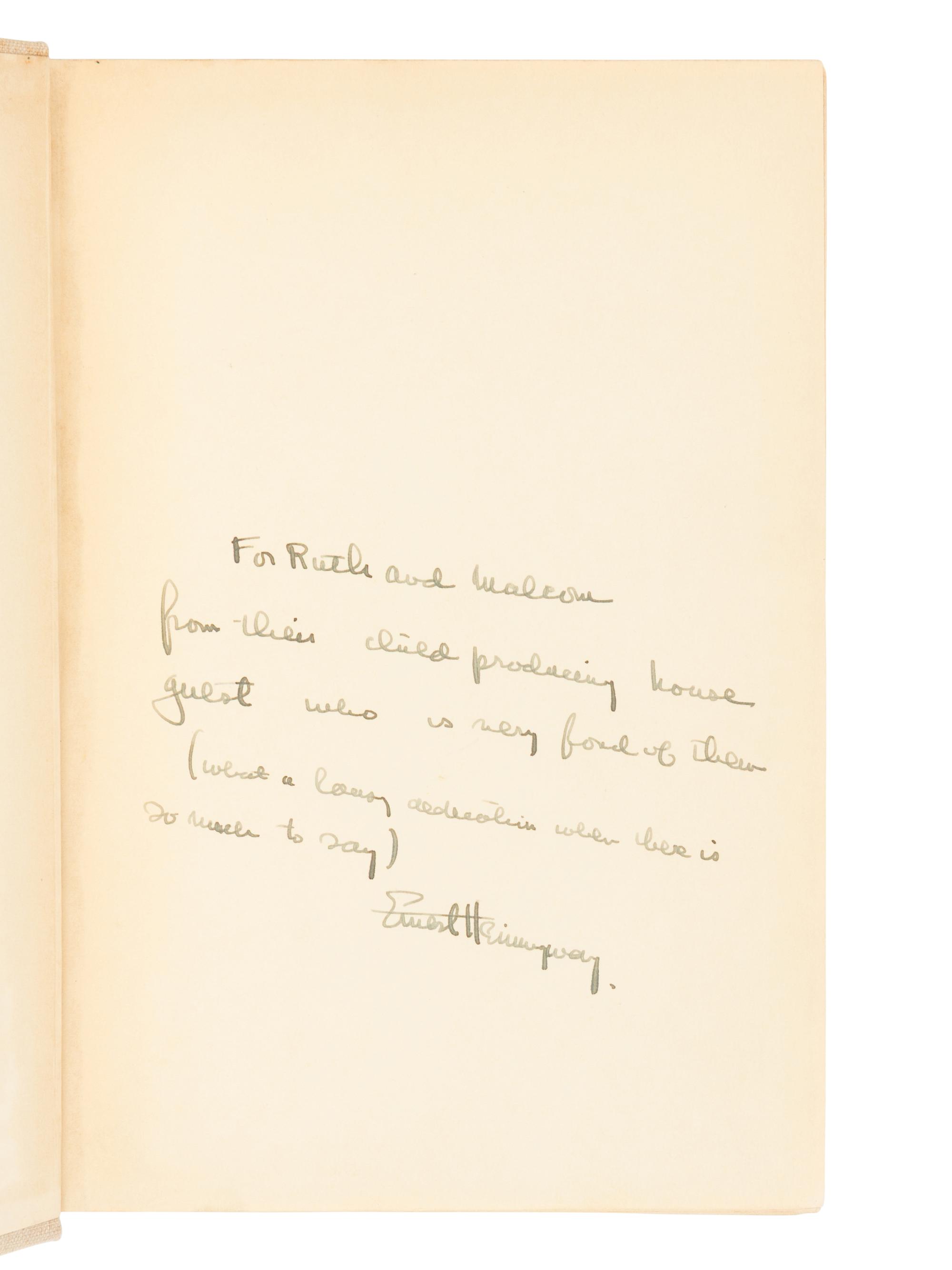 HEMINGWAY, Ernest (1899-1961). For Whom the Bell Tolls. New York: Charles Scribner's Sons, 1940.