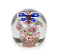An Antique Czech Butterfly Paperweight Diameter 3 1/4 inches