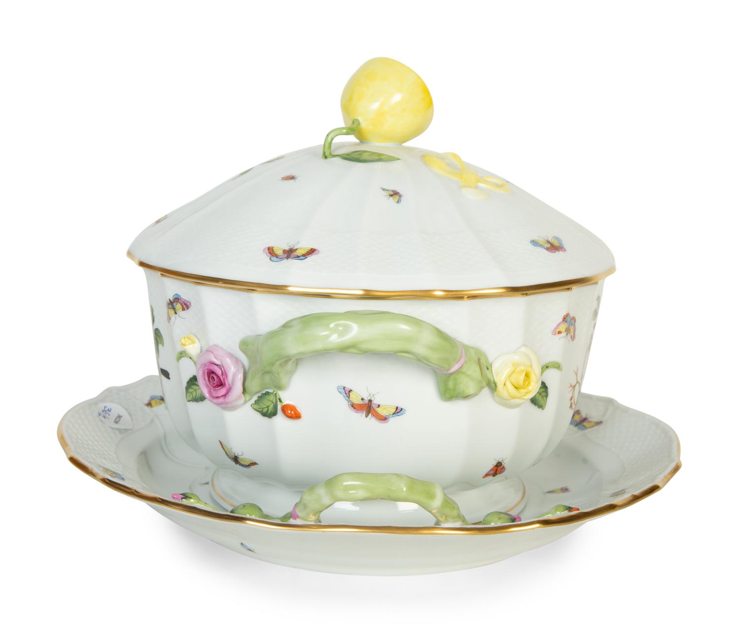 A Herend Porcelain Rothschild Covered Tureen and Underplate — 20th Century