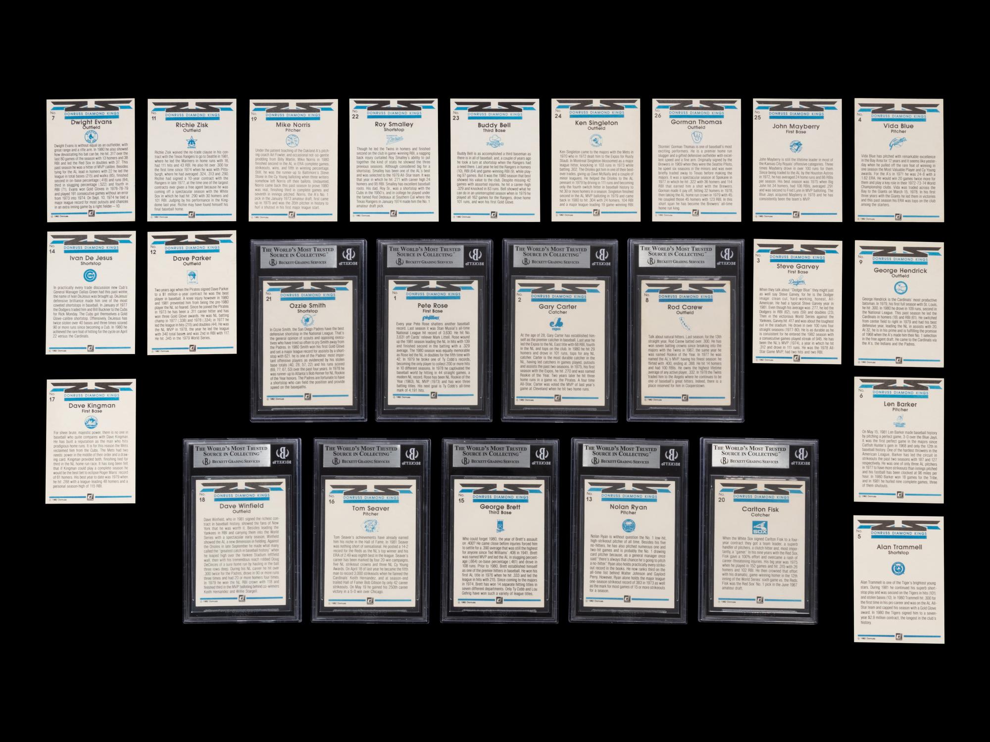 A Group of 25 1982 Donruss Diamond Kings Signed Autograph Baseball Cards Including Multiple Hall of Famers,