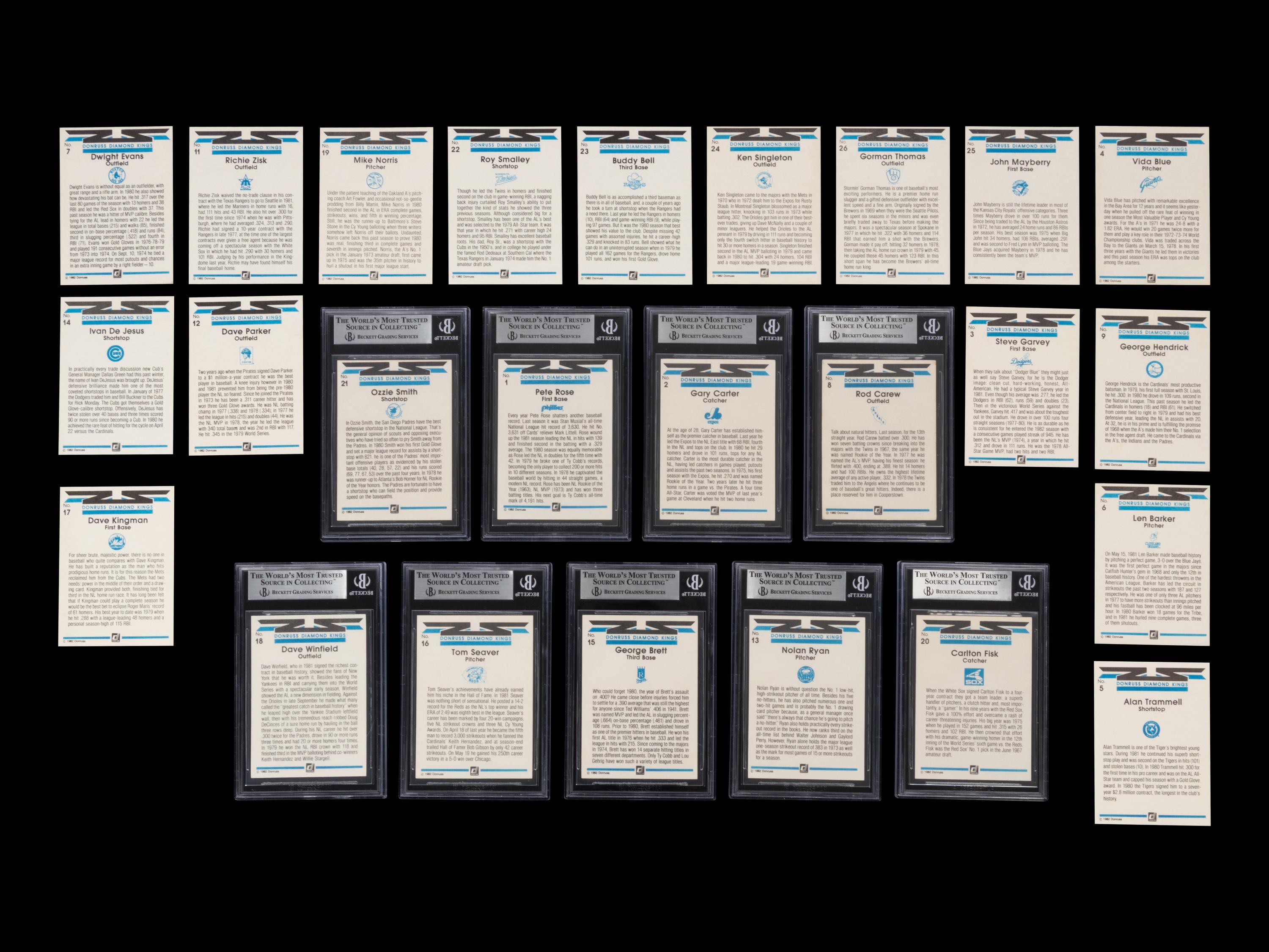 A Group of 25 1982 Donruss Diamond Kings Signed Autograph Baseball Cards Including Multiple Hall of Famers,