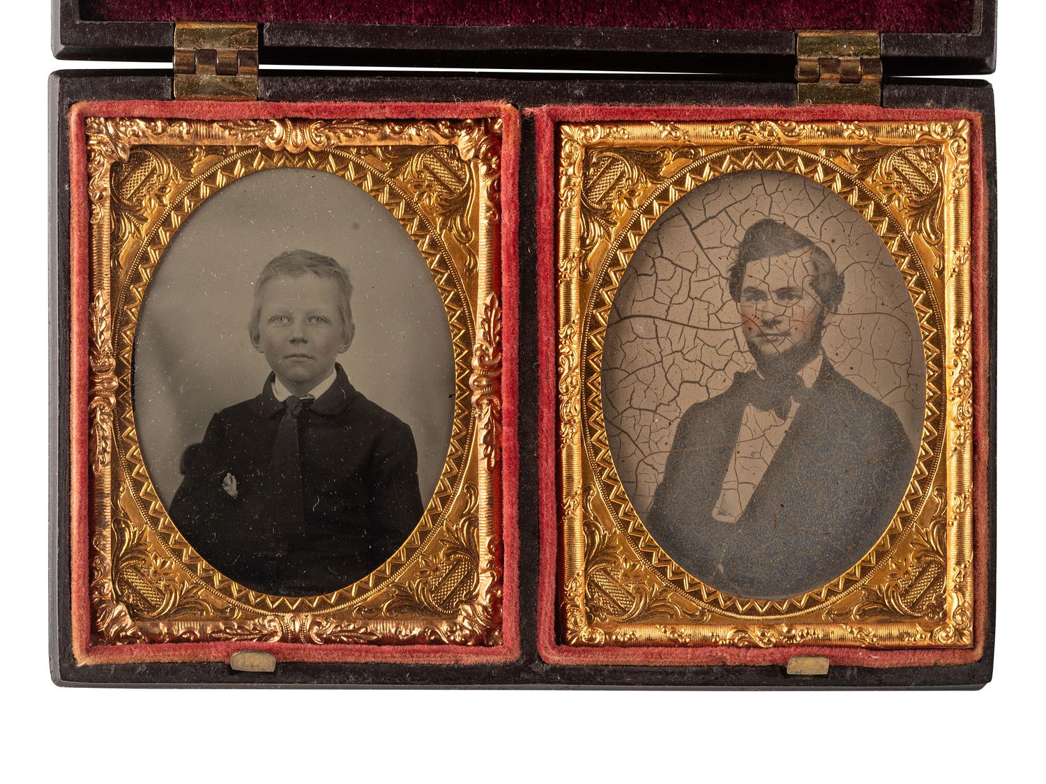 [EARLY PHOTOGRAPHY]. 6 double Union cases, incl. Two Lovers Going to the Well .