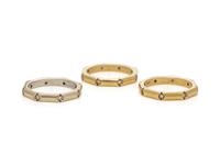 GOLD AND DIAMOND 'BAMBOO' STACKING BANDS