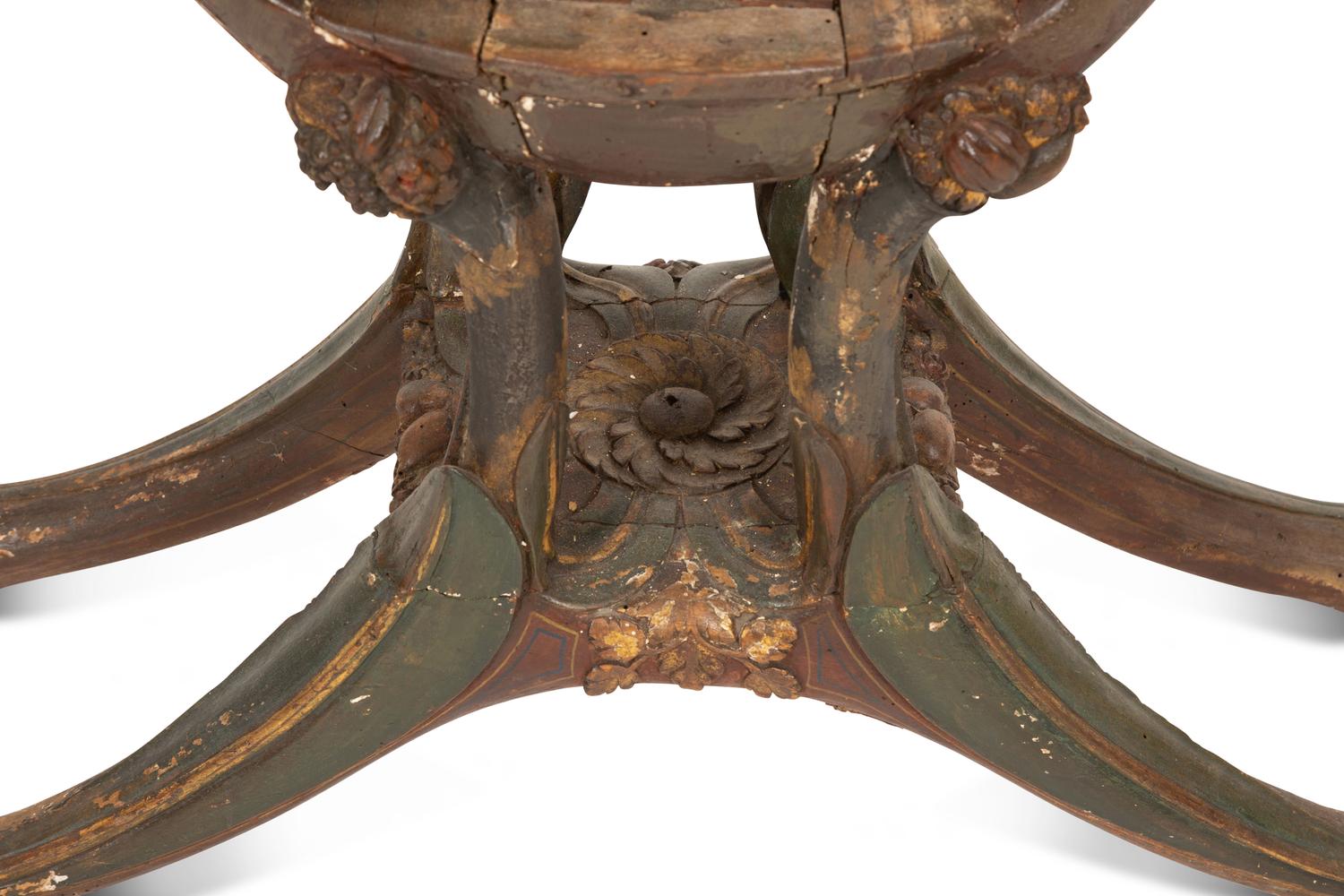 A Venetian Painted and Parcel Gilt Gondola Chair