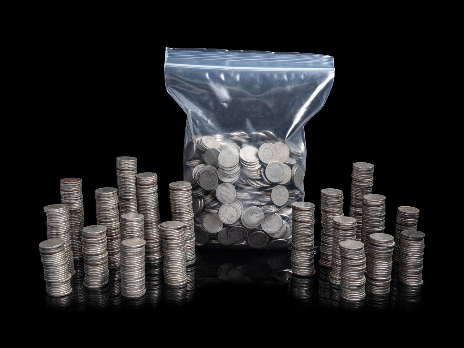 A Large Collection of Liberty Head 5c Coins