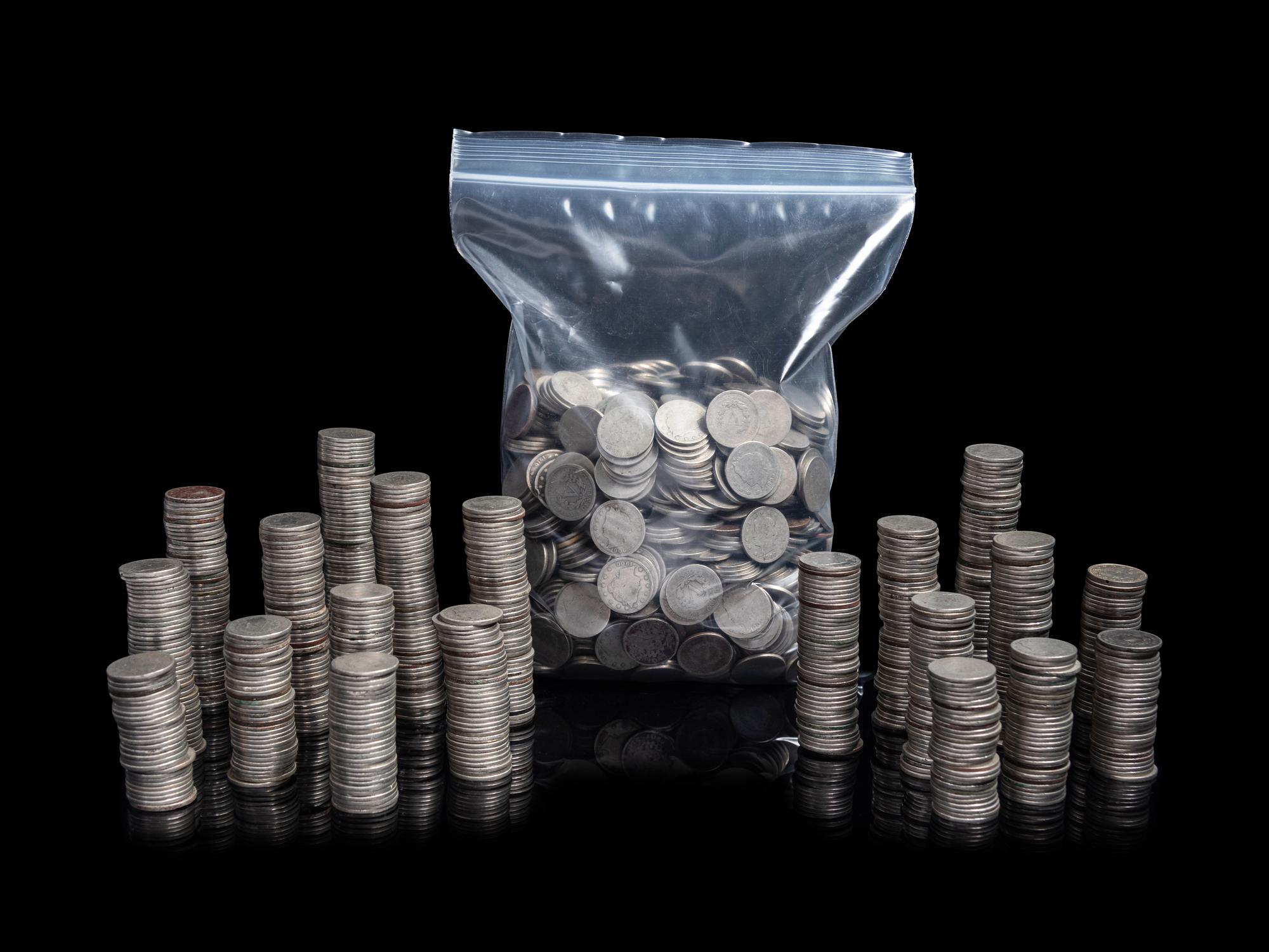 A Large Collection of Liberty Head 5c Coins