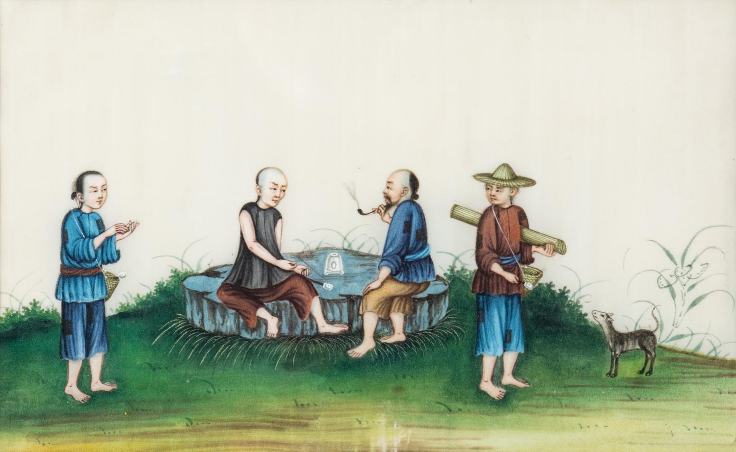 A Chinese Export Pith Painting and A Tibetan Thangka