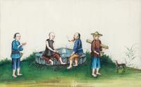A Chinese Export Pith Painting and A Tibetan Thangka