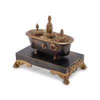 A French Gilt and Patinated Bronze Inkwell