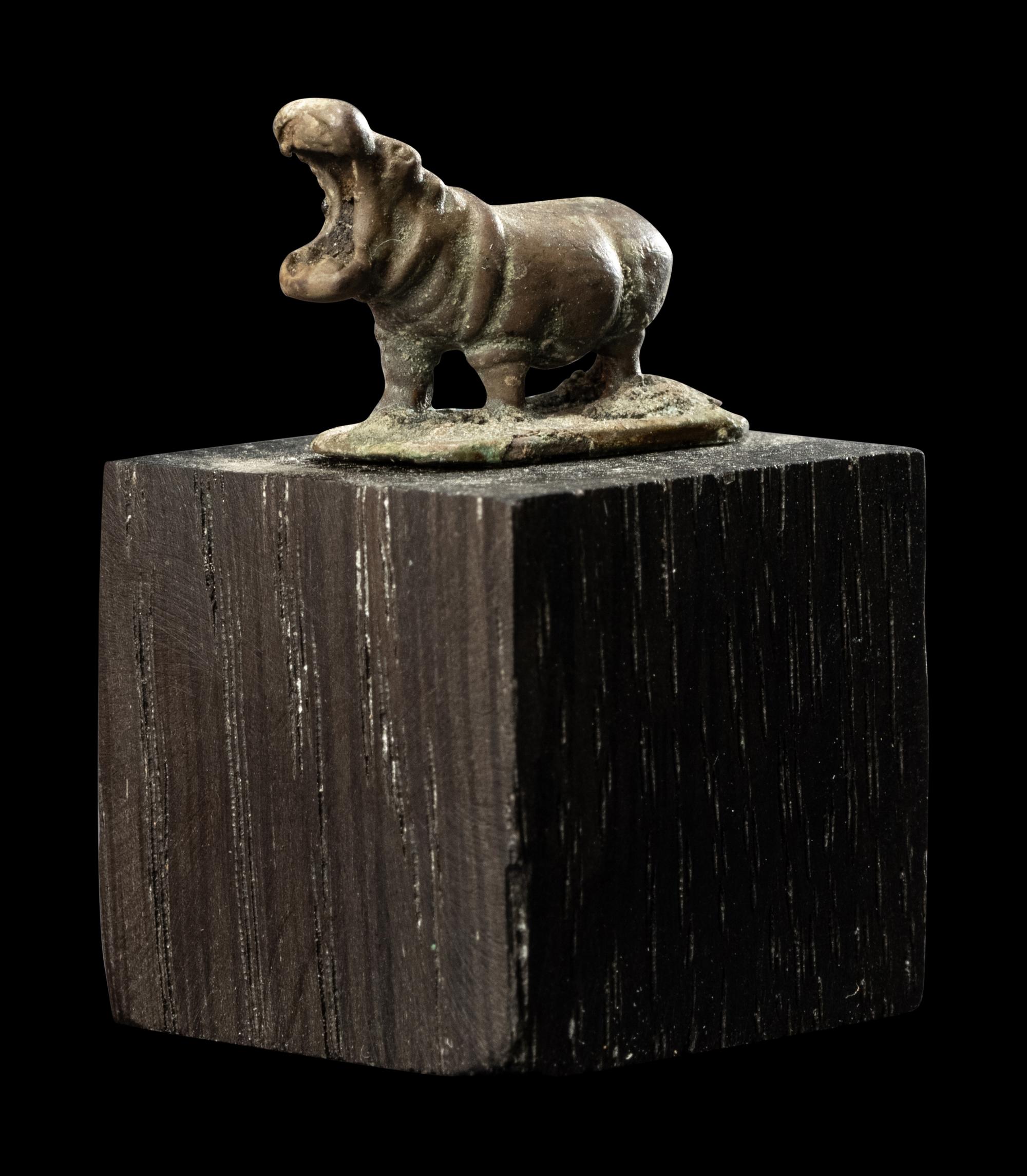 An Egyptian Silver Hippopotamus