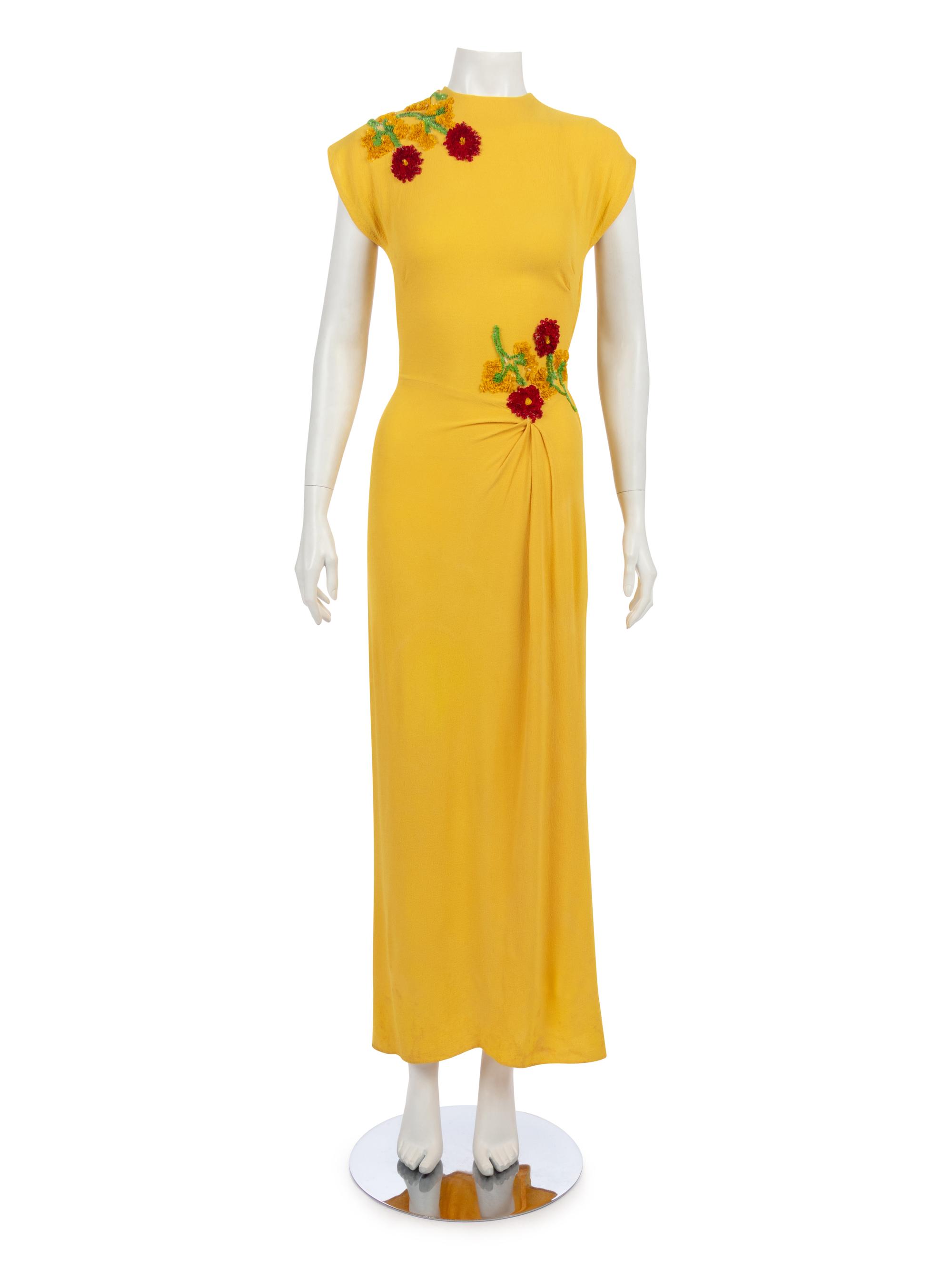 Three Dresses; One Rosenstein, One Yellow Crepe, One Black with Soutache, 1940s