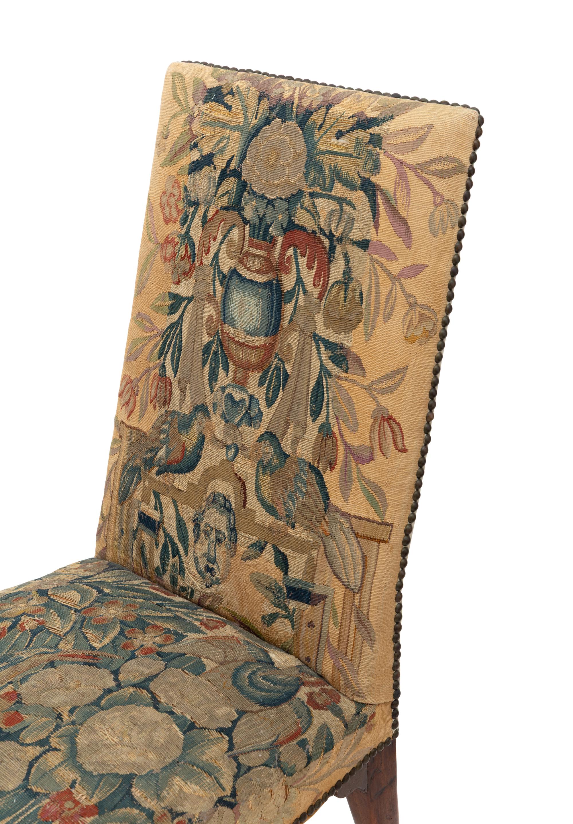 A Pair of George II Tapestry-Upholstered Walnut Side Chairs