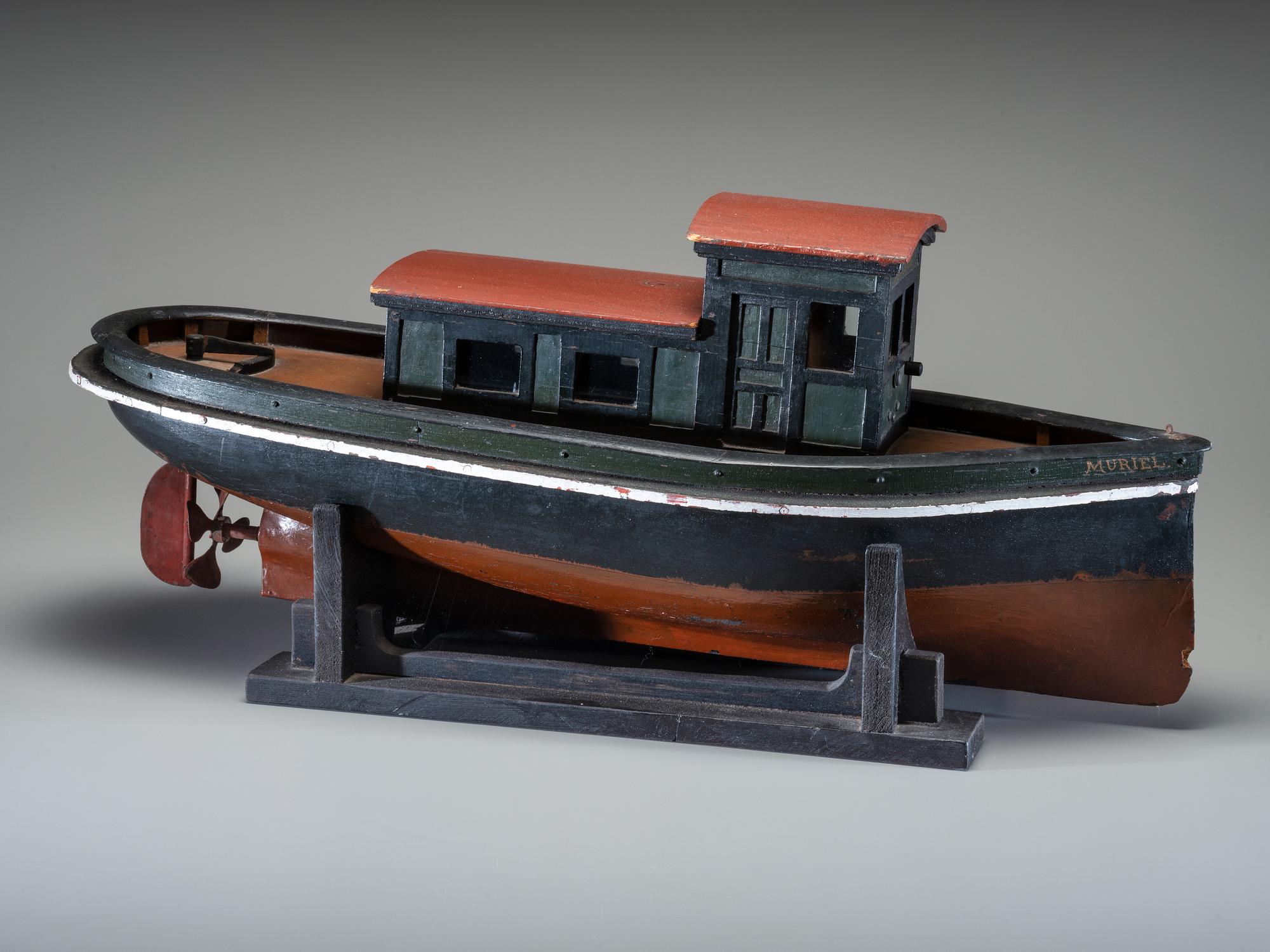 A Painted Wood Model of the Tugboat Muriel