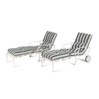 A Pair of White-Painted Metal Outdoor Chaise Longues