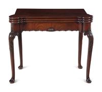 An Irish George II Mahogany Triple-Fold Game Table