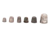 Six Silver and Mixed Metal Thimbles