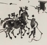 A pair of prints ( El Arrastre ; Los Cabestros retiran al Toro Manso ) from ' José Delgado: La Tauromaquia ', 1957