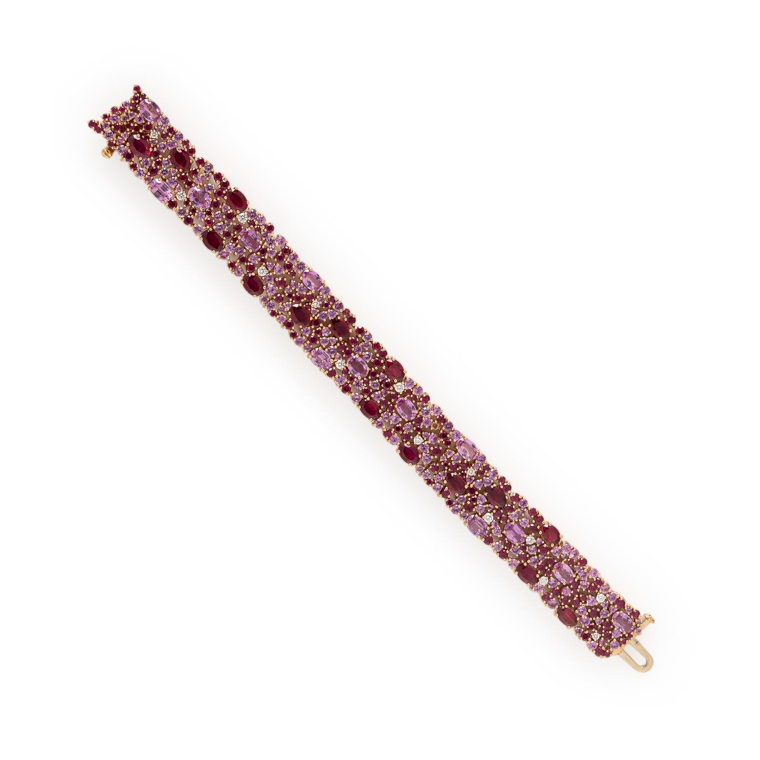 Robert Procop, Ruby, Pink Sapphire, Diamond, and Rose Gold 'American Glamour' Bracelet