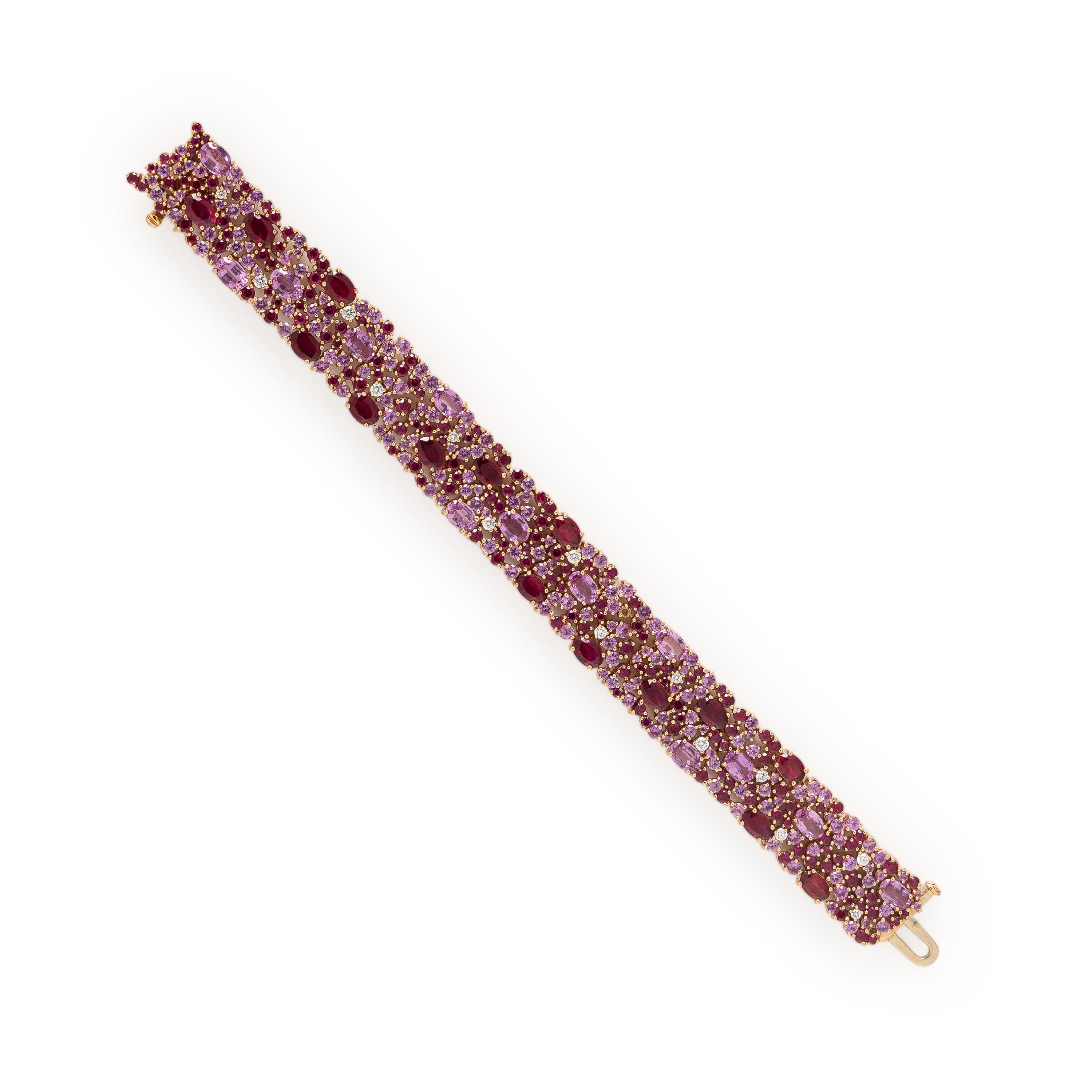 Robert Procop, Ruby, Pink Sapphire, Diamond, and Rose Gold 'American Glamour' Bracelet