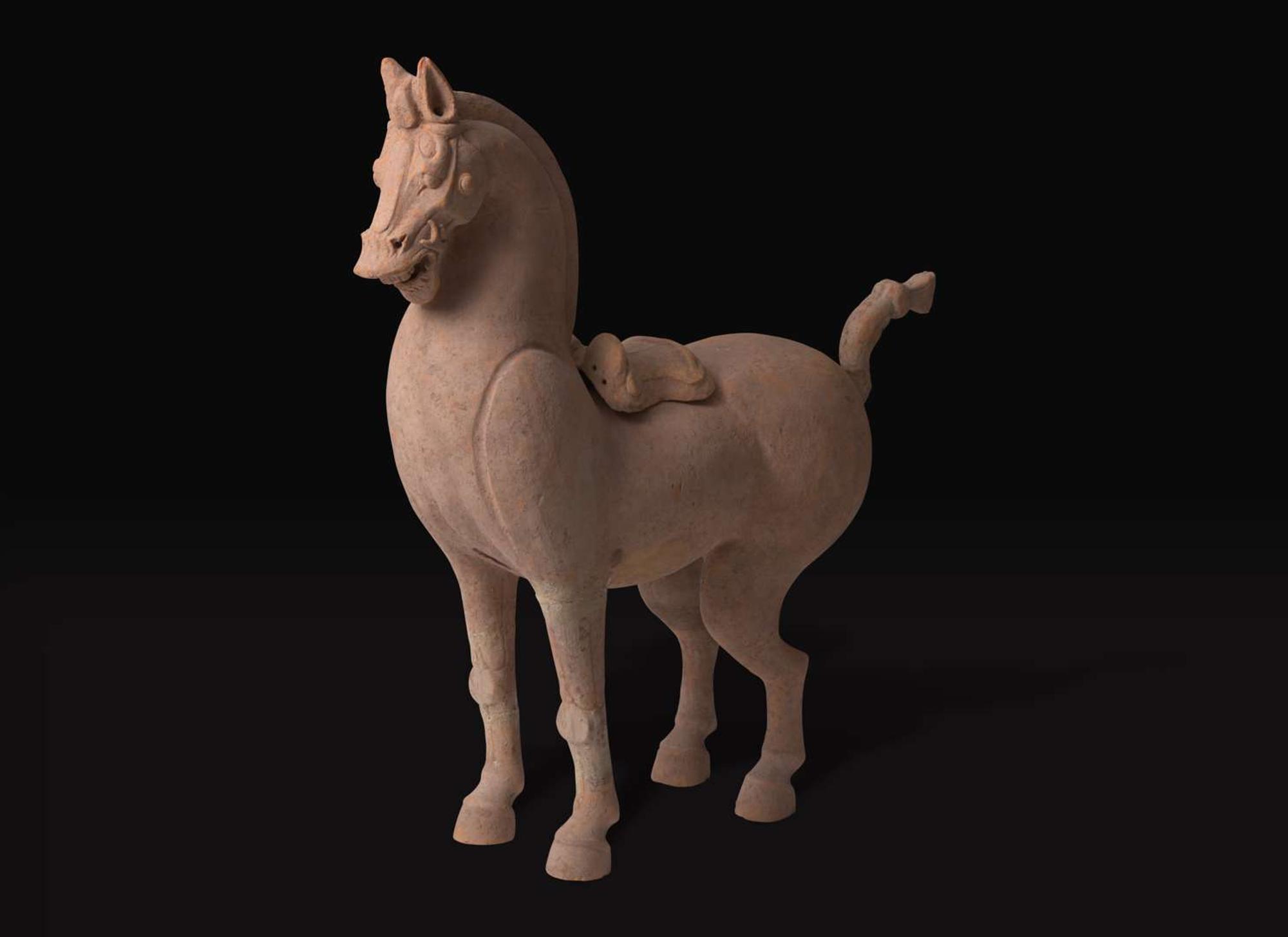 A large Chinese pottery figure of a horse, Han Dynasty, Sichuan province 陶馬 漢 四川