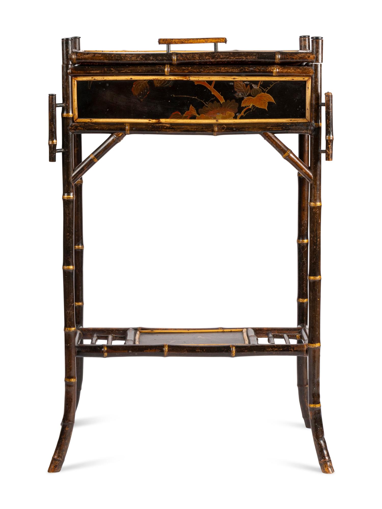 A Victorian Faux Bamboo and Lacquer Side Table