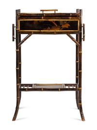 A Victorian Faux Bamboo and Lacquer Side Table