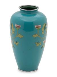 A Green-Ground Cloisonné Vase