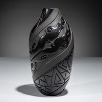 Carved Blackware Pottery Vase