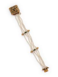 SEED PEARL AND YELLOW GOLD BRACELET