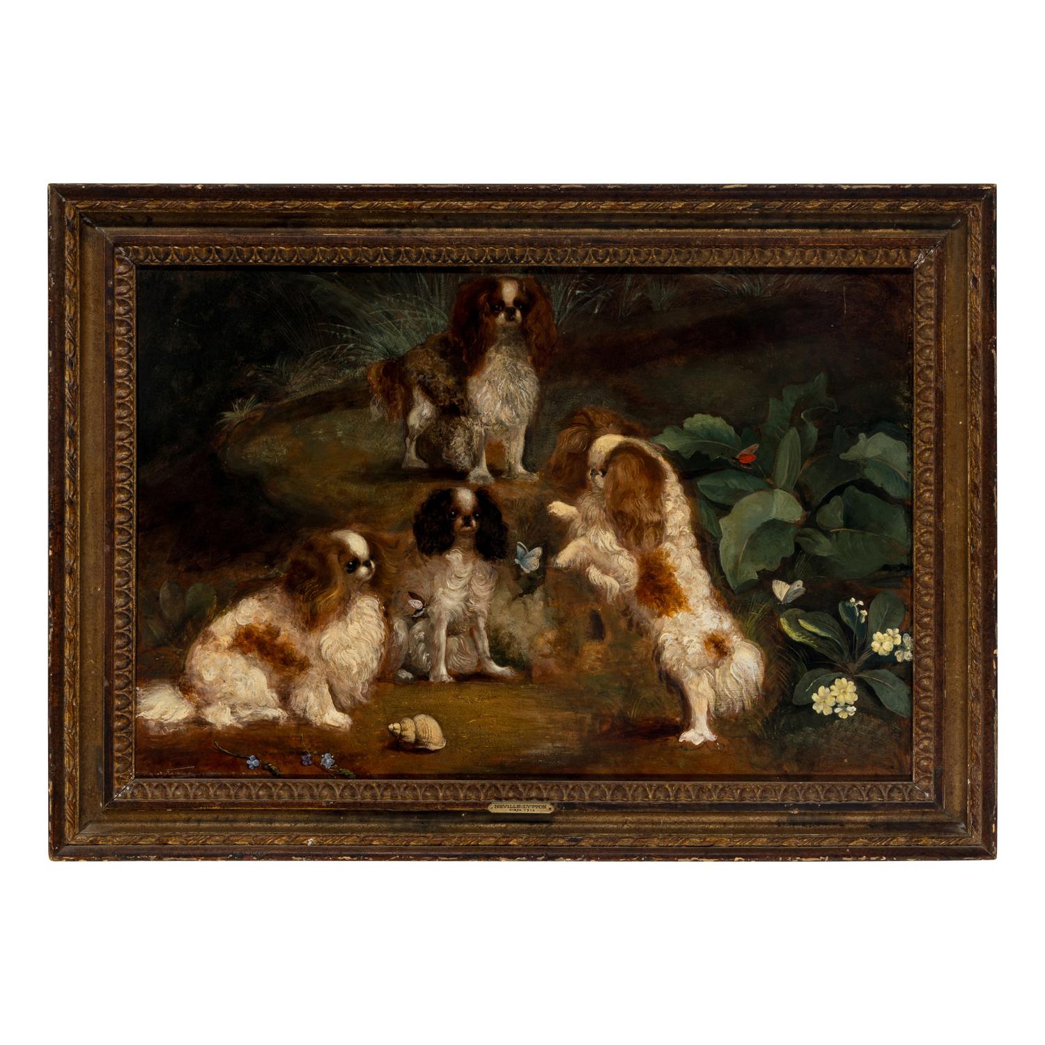 Neville Lytton (English, 1879-1951) — Four Cavalier King Charles Spaniels, ca. 1910