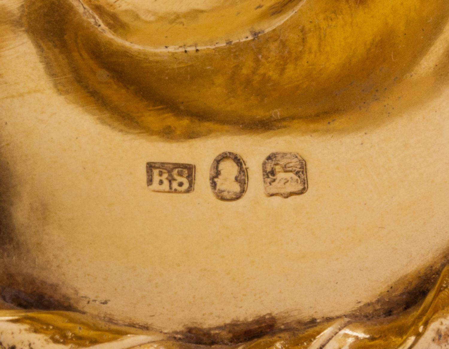 A George III Silver-Gilt Tureen, Benjamin Smith II & Benjamin Smith III, London, 1817, modeled after the Warwick vase, the lid with a l