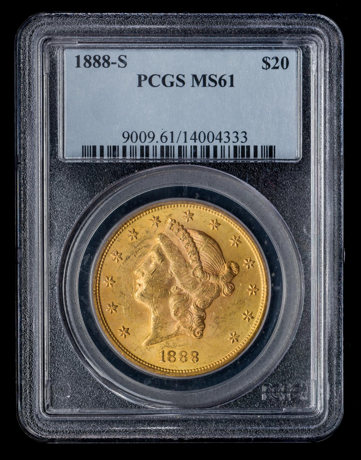 A United States 1888-S Liberty Head $20 Gold Coin