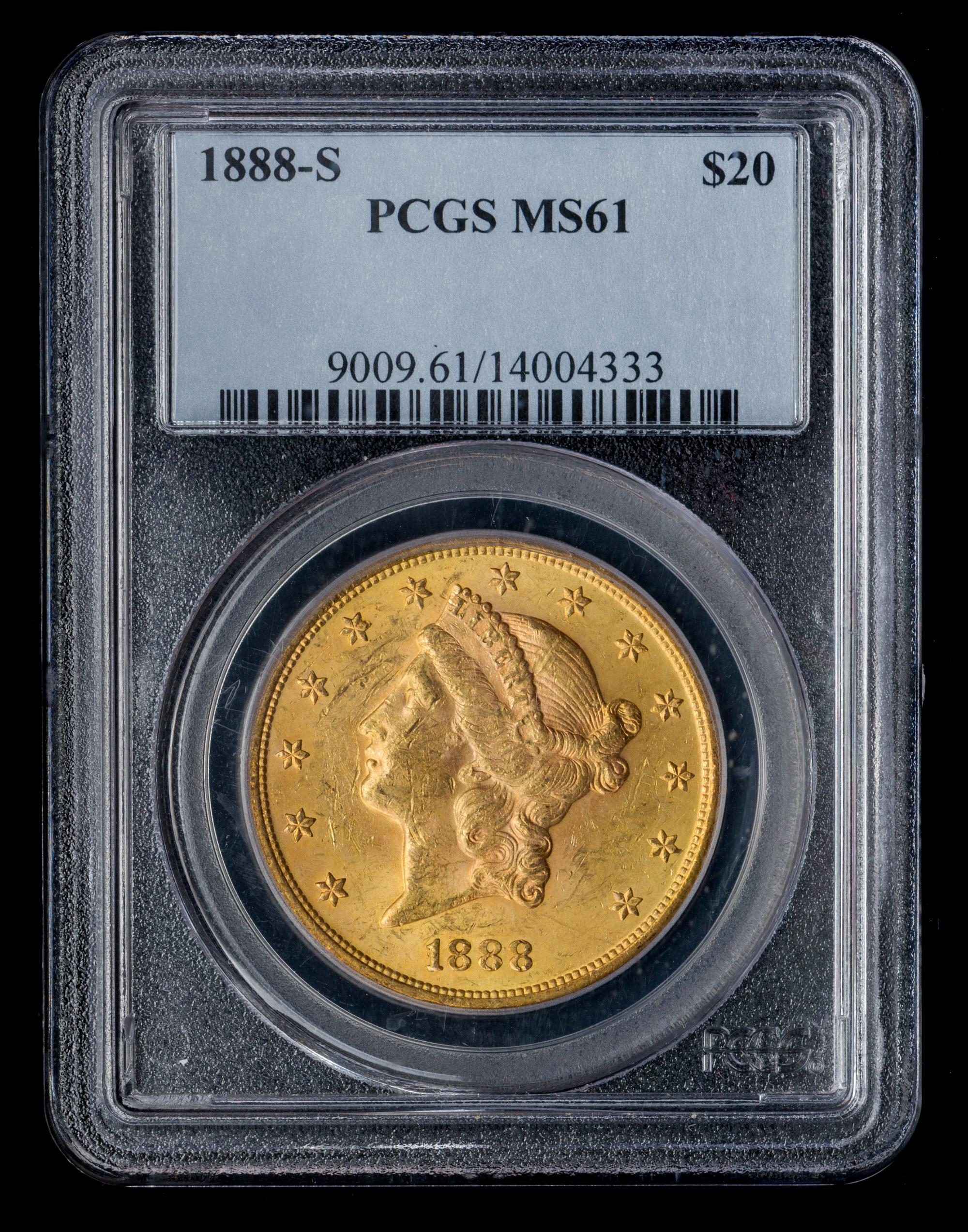 A United States 1888-S Liberty Head $20 Gold Coin