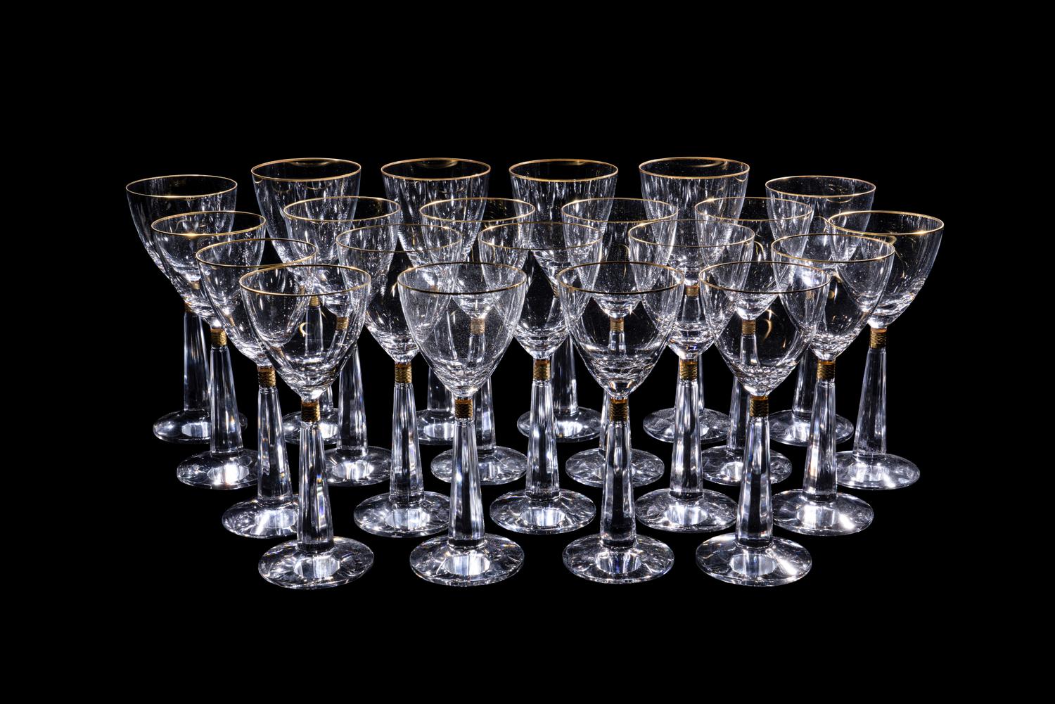 A Moser Casanova Gold Glass Stemware Service