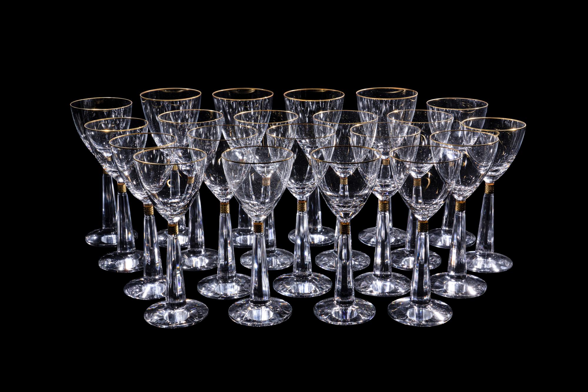 A Moser Casanova Gold Glass Stemware Service
