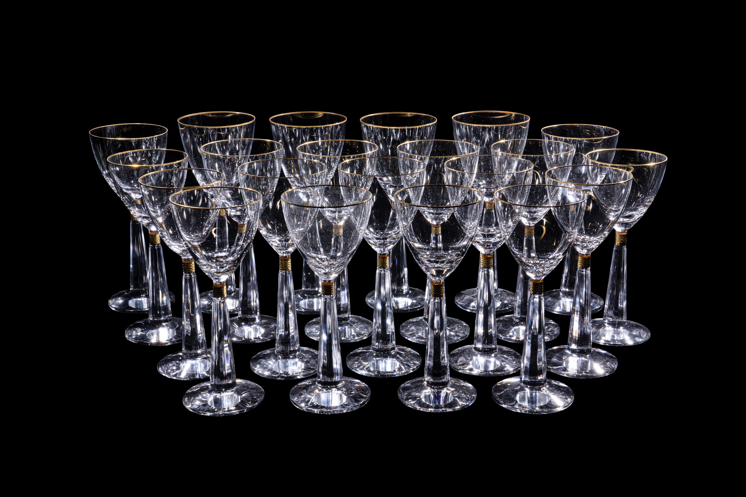 A Moser Casanova Gold Glass Stemware Service