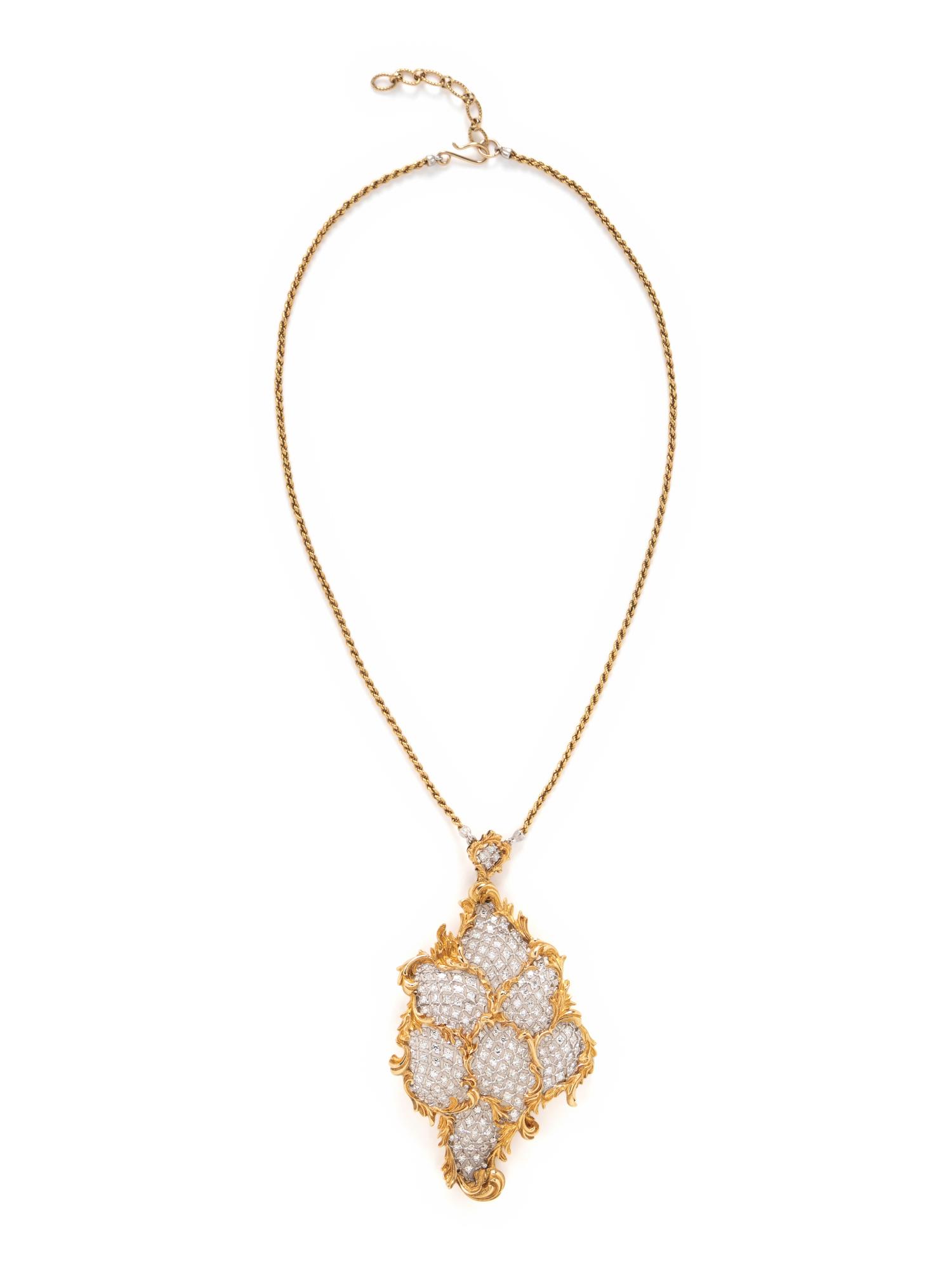 GIANMARIA BUCCELLATI, GOLD AND DIAMOND PENDANT NECKLACE