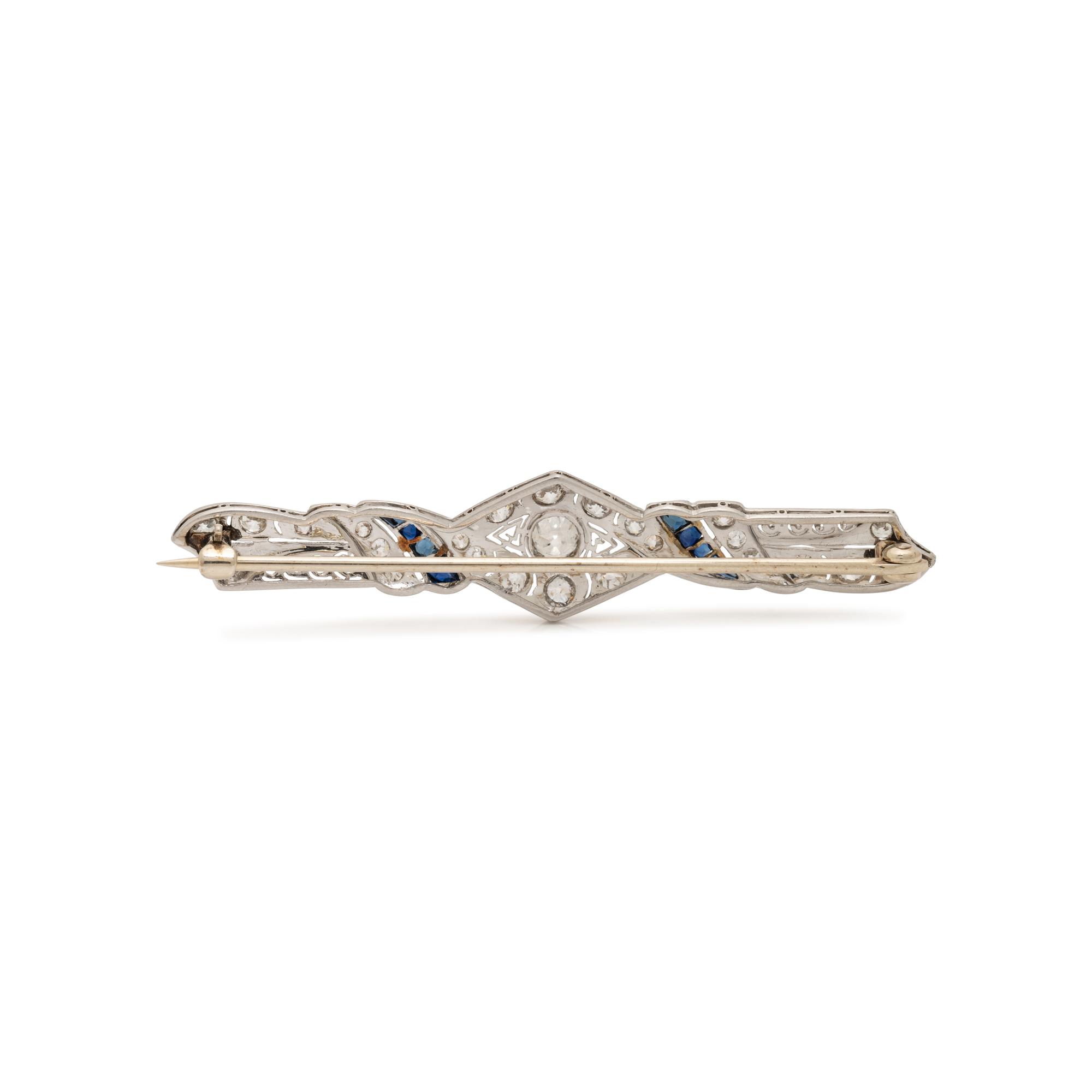 ART DECO, DIAMOND AND SAPPHIRE BAR BROOCH